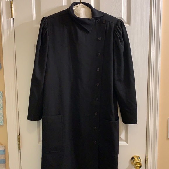 Vintage black Emanuel Ungaro full length coat 10 - Picture 1 of 7